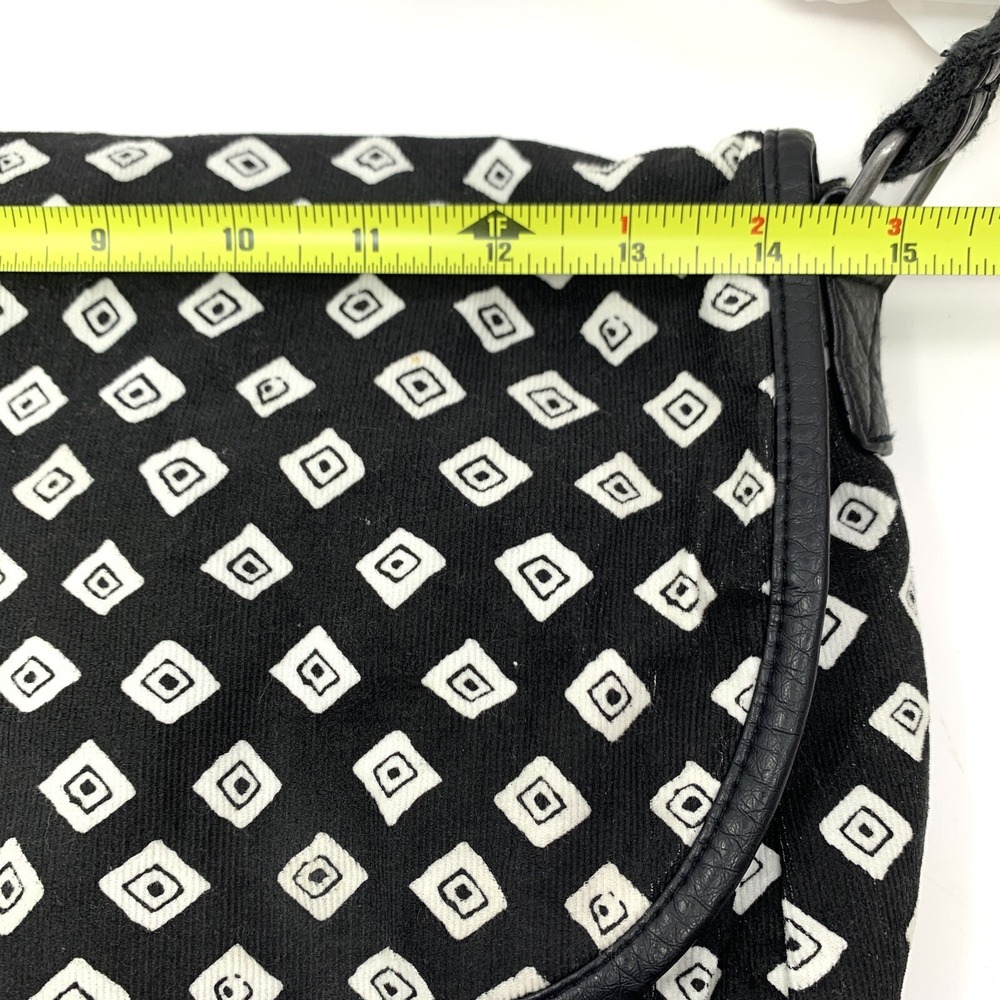 Volcom Cruz Messenger Shoulder Bag Purse Black & White Diamond Corduroy - Picture 15 of 16